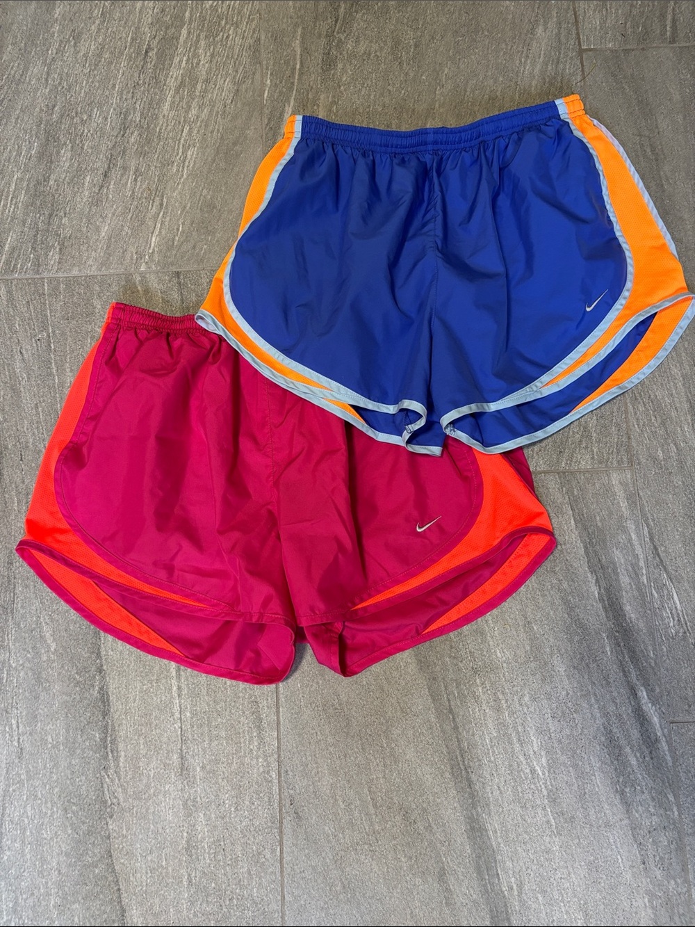 Nike Women's Dri-FIT Running Shorts - Blue and Fuchsia